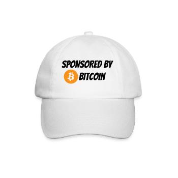 Gesponsert von Bitcoin - Baseballkappe - Weiß/Weiß - Vorne