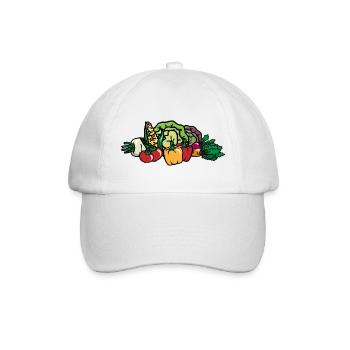 Buntes Gemüse - Mixed Vegetables - Gemüsekorb - Baseballkappe - Weiß/Weiß - Vorne