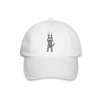 Graue Katze - Baseballkappe - Weiß/Weiß - Vorne
