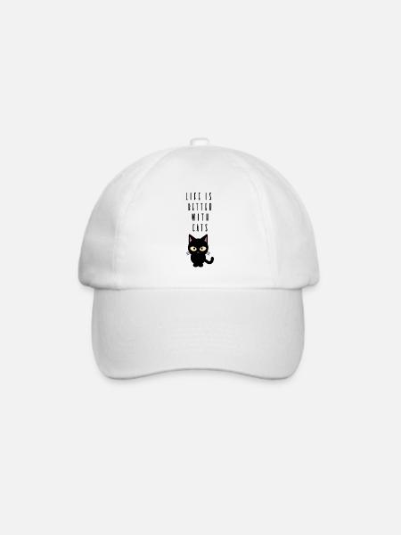 Katze - Baseballkappe - Weiß/Weiß