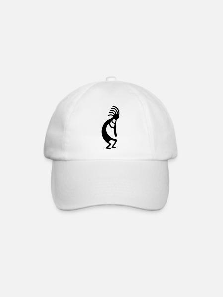 Kokopelli Flötenspieler-Musiksymbol music fun - Baseballkappe - Weiß/Weiß
