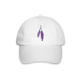 Federn mit Perlen für Boho Fans - Baseballkappe - Weiß/Weiß - Vorne