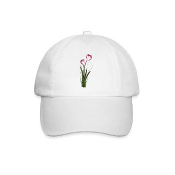 zwei Metallic schimmernde Tulpen im Frühling - Baseballkappe - Weiß/Weiß - Vorne