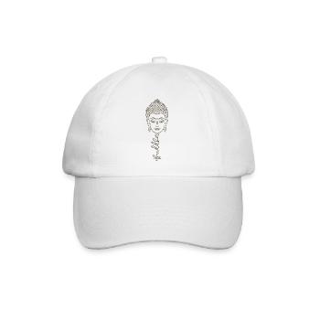 Buddha Schriftzug Buddha Kopf Buddha Spruch - Baseballkappe - Weiß/Weiß - Vorne