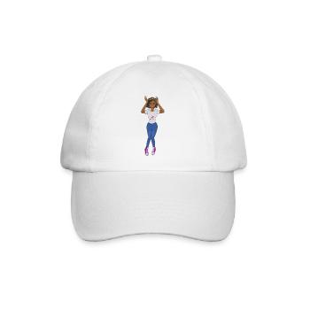 Black Girl Crown Queen Natürliches Haar Afro-Mode P - Baseballkappe - Weiß/Weiß - Vorne