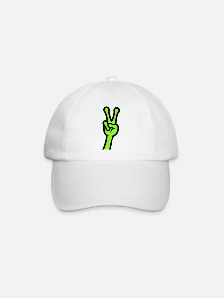 Alien Hand Peace Zeichen Icon - Baseballkappe - Weiß/Weiß