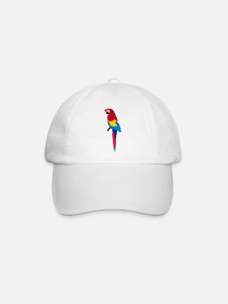 Bunter Papagei Print auf Kleidung - Baseballkappe - Weiß/Weiß