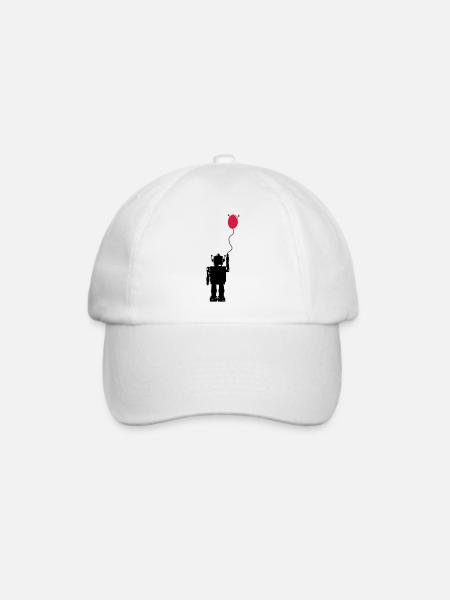 Roboterluftballon Hinten - Baseballkappe - Weiß/Weiß
