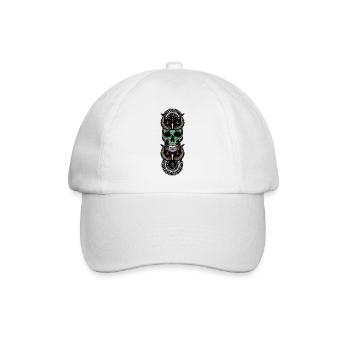 Totenkopf mit Eule - Baseballkappe - Weiß/Weiß - Vorne