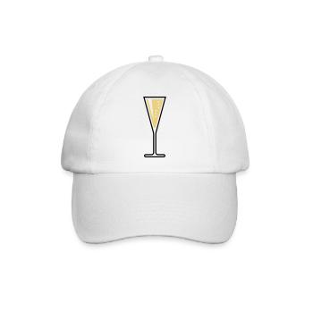 Sektglas (Sekt / Trichter / Zu / 2C) - Baseballkappe - Weiß/Weiß - Vorne