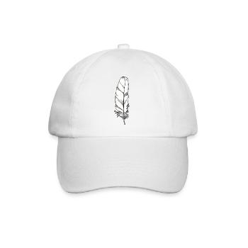Feder weiß handgezeichnet - Baseballkappe - Weiß/Weiß - Vorne