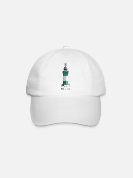 Rügen, Leuchtturm Sassnitz-Mukran, deutsche Ostsee - Baseballkappe - Weiß/Weiß