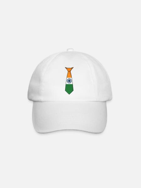 India Tie – Flaggendesign - Baseballkappe - Weiß/Weiß