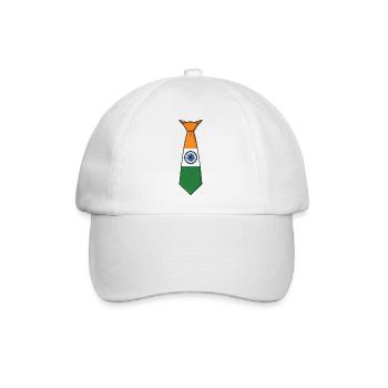 India Tie – Flaggendesign - Baseballkappe - Weiß/Weiß - Vorne