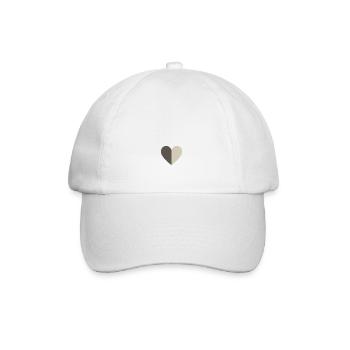 Zweifarbiges Herz braun-beige - Baseballkappe - Weiß/Weiß - Vorne