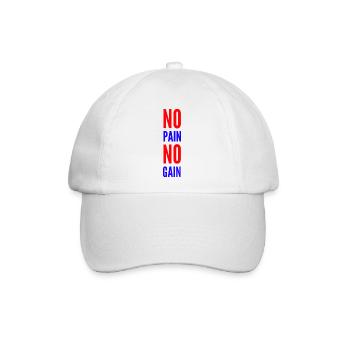 NO PAIN NO GAIN rot blau - Baseballkappe - Weiß/Weiß - Vorne