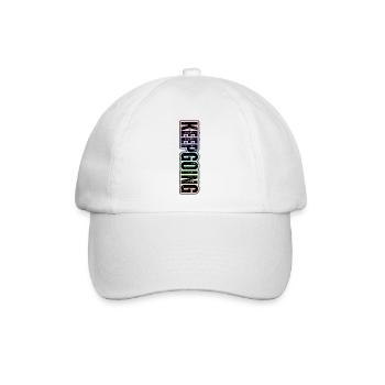 KEEP GOING – Pastellfarbenes vertikales Thema - Baseballkappe - Weiß/Weiß - Vorne