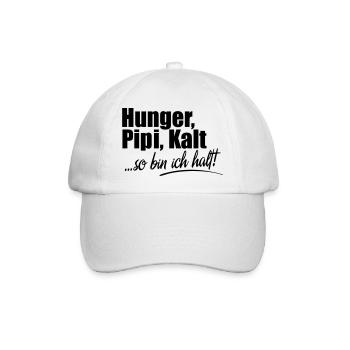 Hunger Kalt Müde so bin ich halt - Baseballkappe - Weiß/Weiß - Vorne
