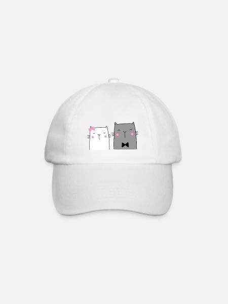 Katzen Paar Hochzeit Geschenk - Baseballkappe - Weiß/Weiß