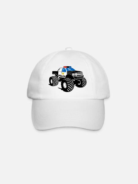Polizei Monster Truck - Police Car Big Foot - Baseballkappe - Weiß/Weiß