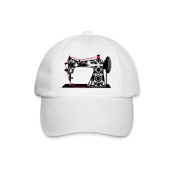 nostalgisch antike Retro Nähmaschine - Baseballkappe - Weiß/Weiß - Vorne