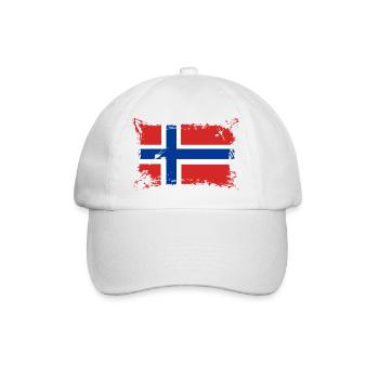 Flagge Norwegen / Norway - Baseballkappe - Weiß/Weiß - Vorne
