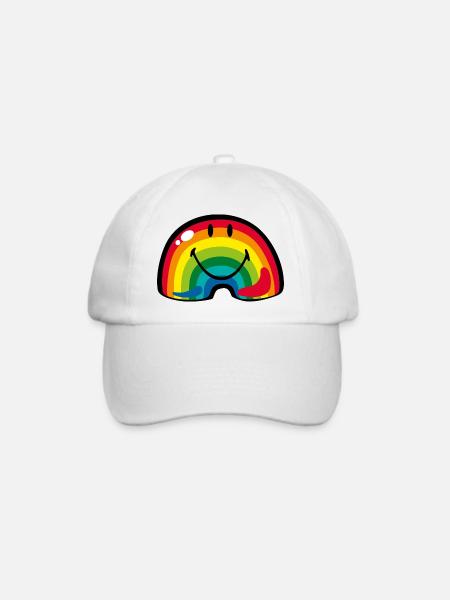 Smiley Rainbow - Baseballkappe - Weiß/Weiß
