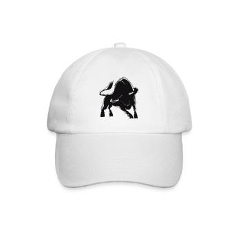 Der schwarze Stier - Baseballkappe - Weiß/Weiß - Vorne
