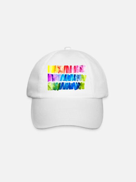 Aquarell Regenbogen Flagge Banner - Baseballkappe - Weiß/Weiß