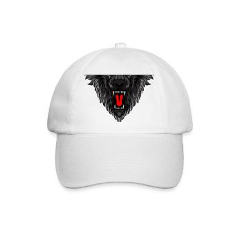 Detaillierter Wolfsgesicht-Print - Baseballkappe - Weiß/Weiß - Vorne
