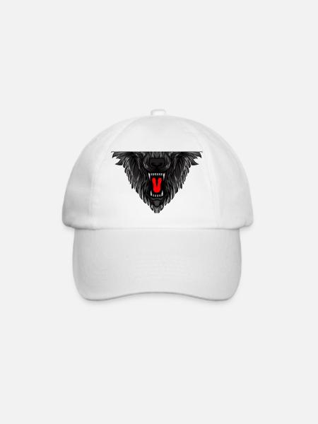 Detaillierter Wolfsgesicht-Print - Baseballkappe - Weiß/Weiß