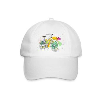 Fahrrad bunte Wasserfarben im Frühling und Sommer - Baseballkappe - Weiß/Weiß - Vorne