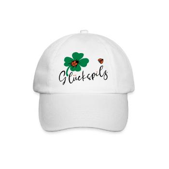 Glückspilz Kleeblatt Glück - Baseballkappe - Weiß/Weiß - Vorne