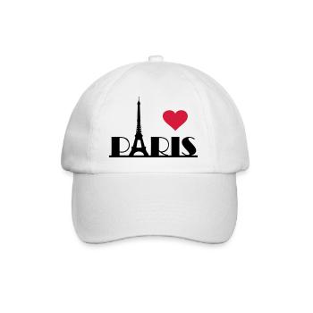 I love Paris Frankreich Eiffelturm Herz - Baseballkappe - Weiß/Weiß - Vorne