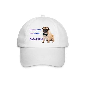 Mops rund und mollig - Baseballkappe - Weiß/Weiß - Vorne