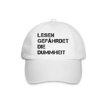 Lesen gefährdet die Dummheit - Baseballkappe - Weiß/Weiß - Vorne