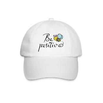 Be Positive Bienenmotiv - Baseballkappe - Weiß/Weiß - Vorne