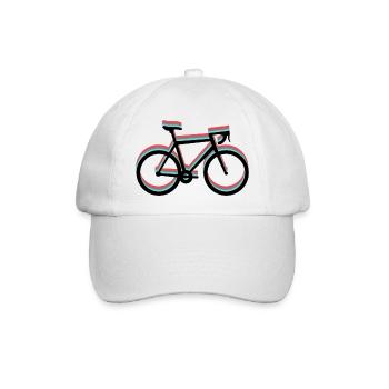 Rennrad in tricolor - rot, schwarz, blau (türkis) - Baseballkappe - Weiß/Weiß - Vorne