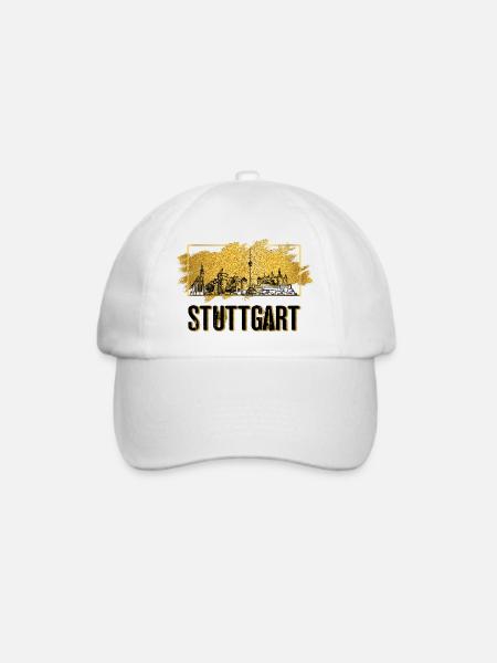 Stuttgart Deutschland Stadt Skyline Heimat Gold - Baseballkappe - Weiß/Weiß