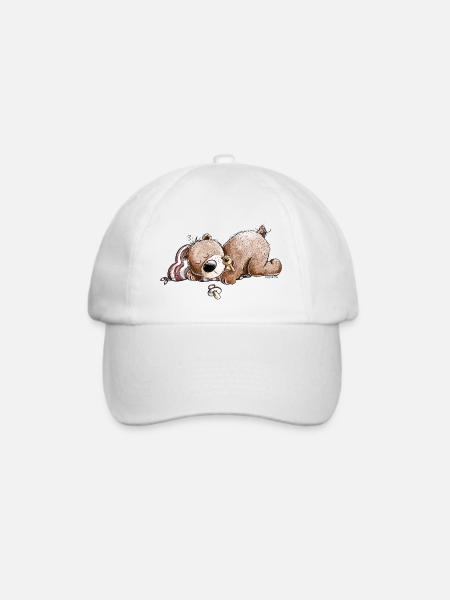 Drolliger Brauner Bär Schläft Und Träumt - Baseballkappe - Weiß/Weiß