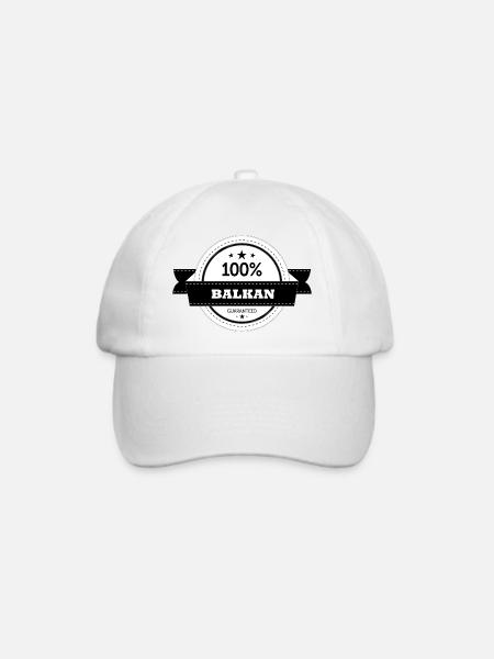 100% Balkan - Jugo - Spruch - funny - Baseballkappe - Weiß/Weiß
