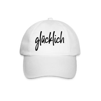 glücklich - Baseballkappe - Weiß/Weiß - Vorne
