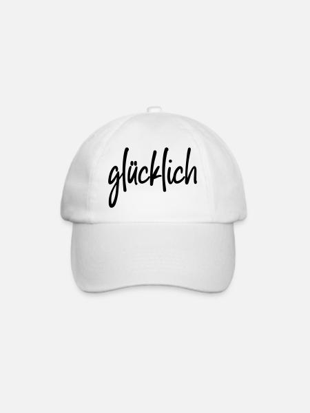 glücklich - Baseballkappe - Weiß/Weiß