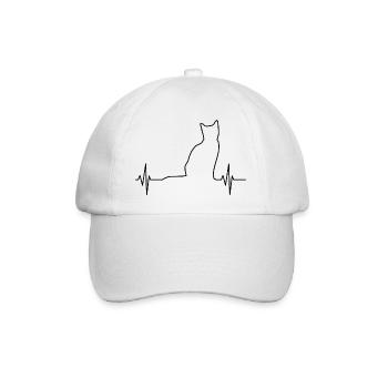 Katze EKG Schwarz - Baseballkappe - Weiß/Weiß - Vorne