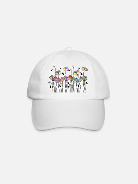 Blumen - Baseballkappe - Weiß/Weiß