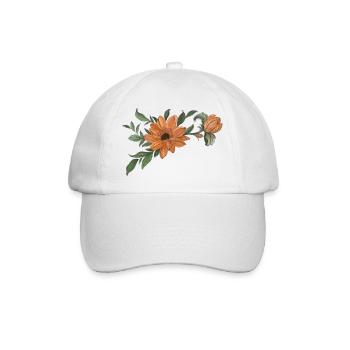 Blume Orange mit Knospe - Baseballkappe - Weiß/Weiß - Vorne