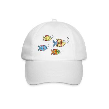 bunte Fische Wasser Meer Graffiti Kinderzeichnung - Baseballkappe - Weiß/Weiß - Vorne