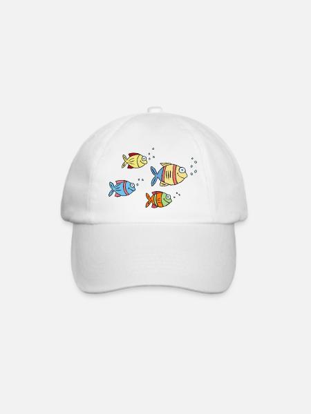 bunte Fische Wasser Meer Graffiti Kinderzeichnung - Baseballkappe - Weiß/Weiß
