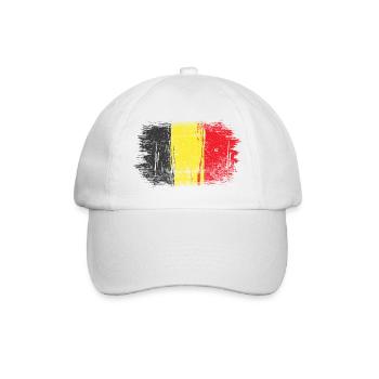 Pinselstrich Belgische Flagge - Baseballkappe - Weiß/Weiß - Vorne