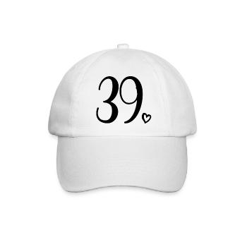 Süße Nummer 39, 39 Jahre alt, Geschenk zum 39. Geburtstag - Baseballkappe - Weiß/Weiß - Vorne